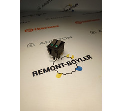 Переключатель 2-х клавишный с зелёной подсветкой 220V 15A